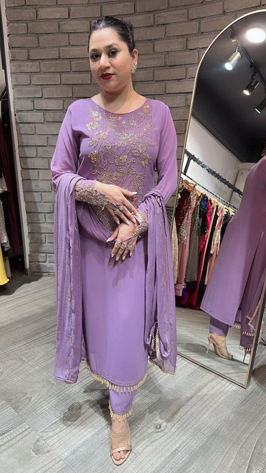 Famous lavander Finger Design Suit