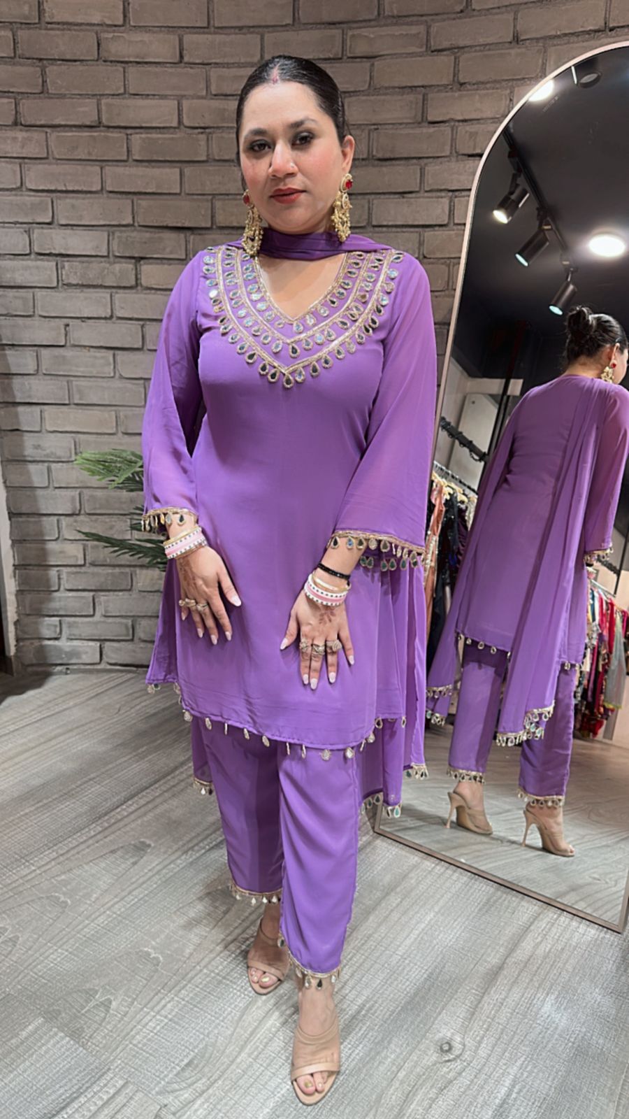 Rakhi Lavander Mirror suit
