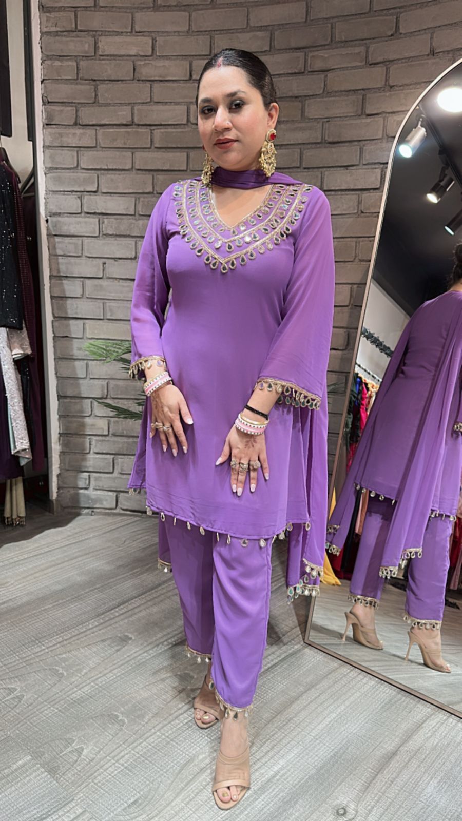 Rakhi Lavander Mirror suit