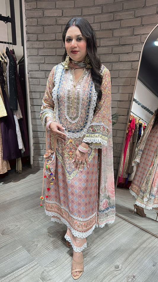 Kabutar Digital Lace Designer suit