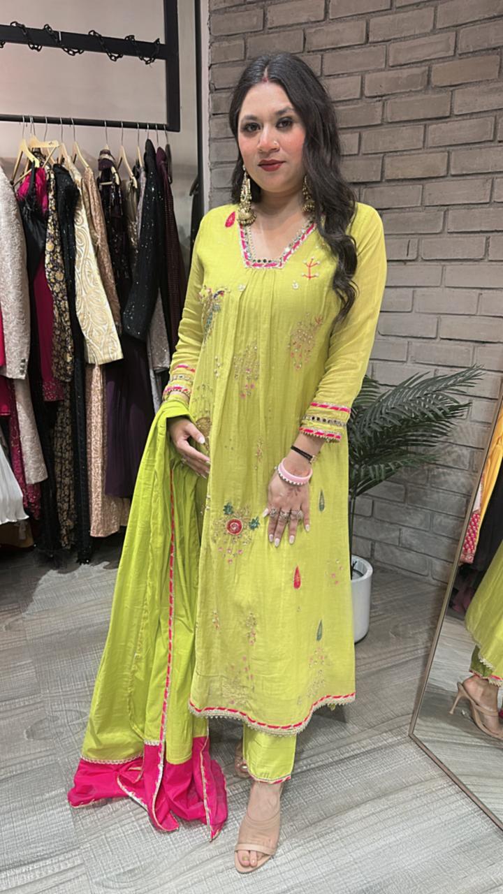 Sanobar parrot Aline Designer suit – Nancy Khatri