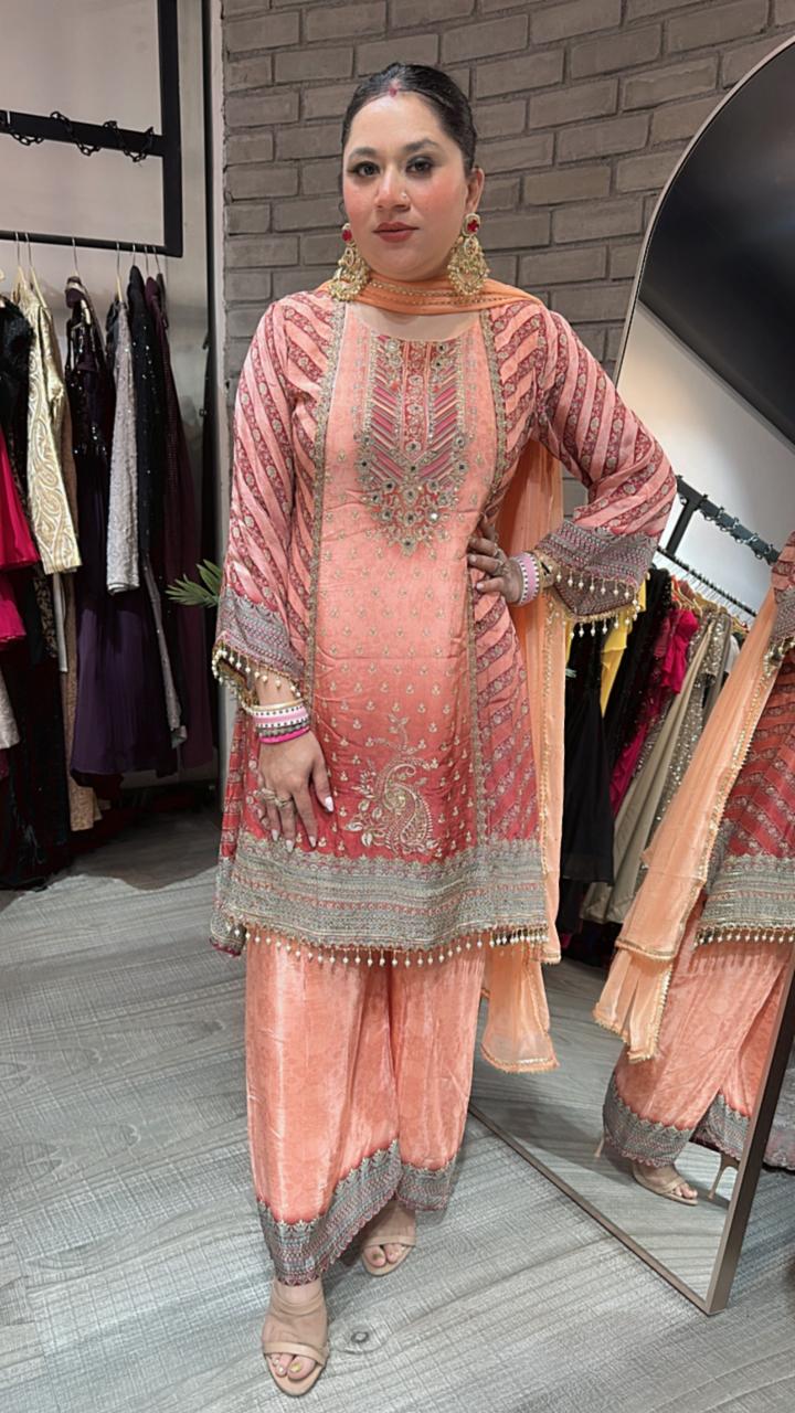 Madhuri Rust C-cut Digital Print Suit