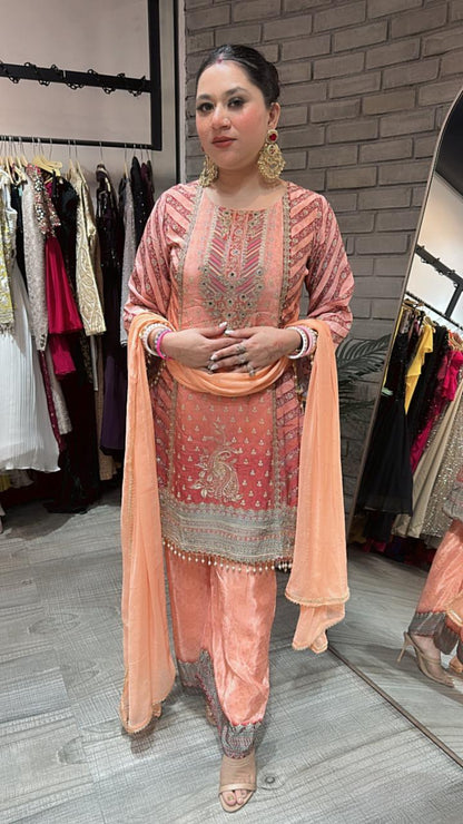 Madhuri Rust C-cut Digital Print Suit