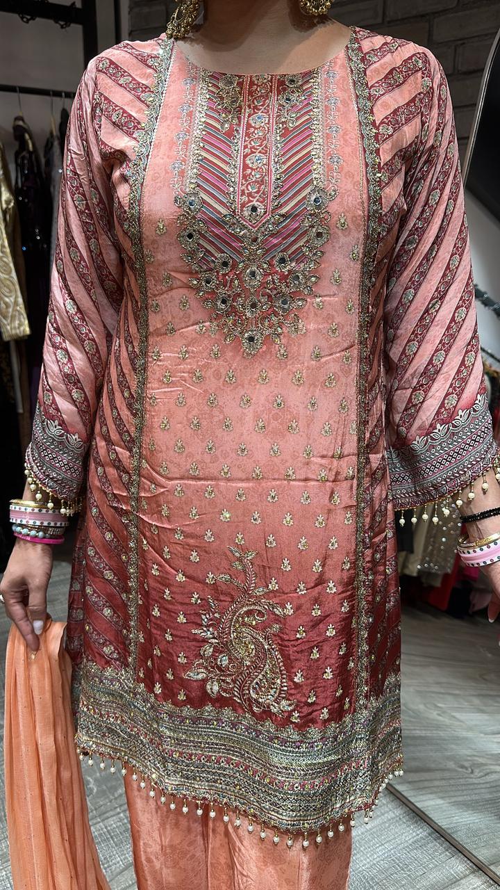 Madhuri Rust C-cut Digital Print Suit