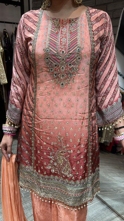 Madhuri Rust C-cut Digital Print Suit