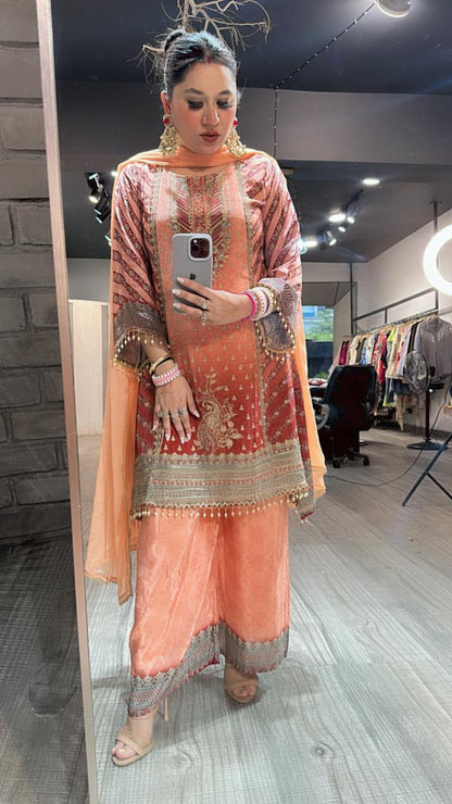 Madhuri Rust C-cut Digital Print Suit