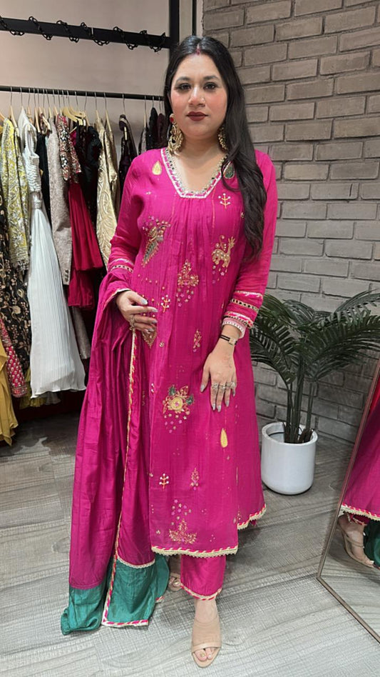 Sanobar Magenta Aline Designer suit