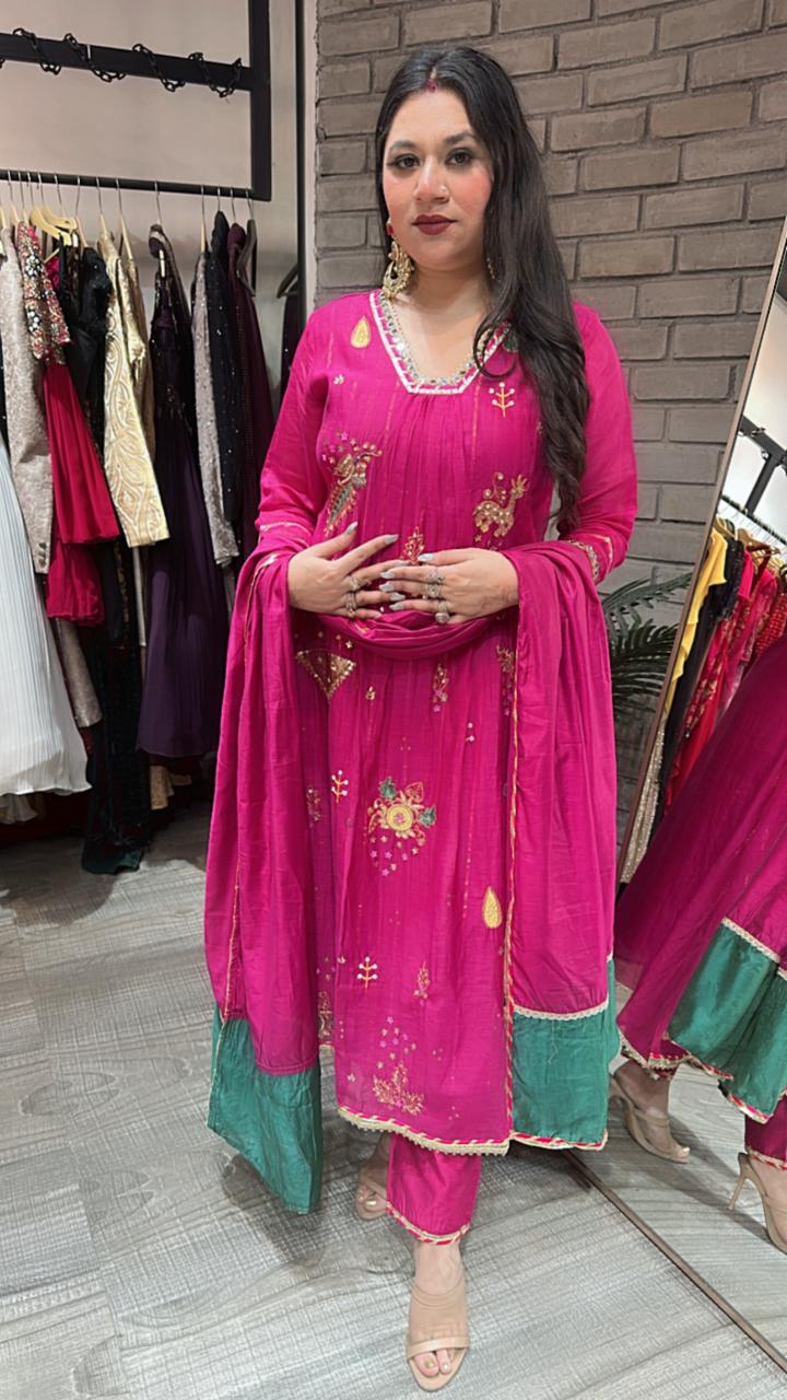 Sanobar Magenta Aline Designer suit