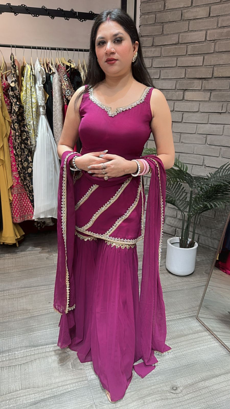 Libas wine Mirror sharara