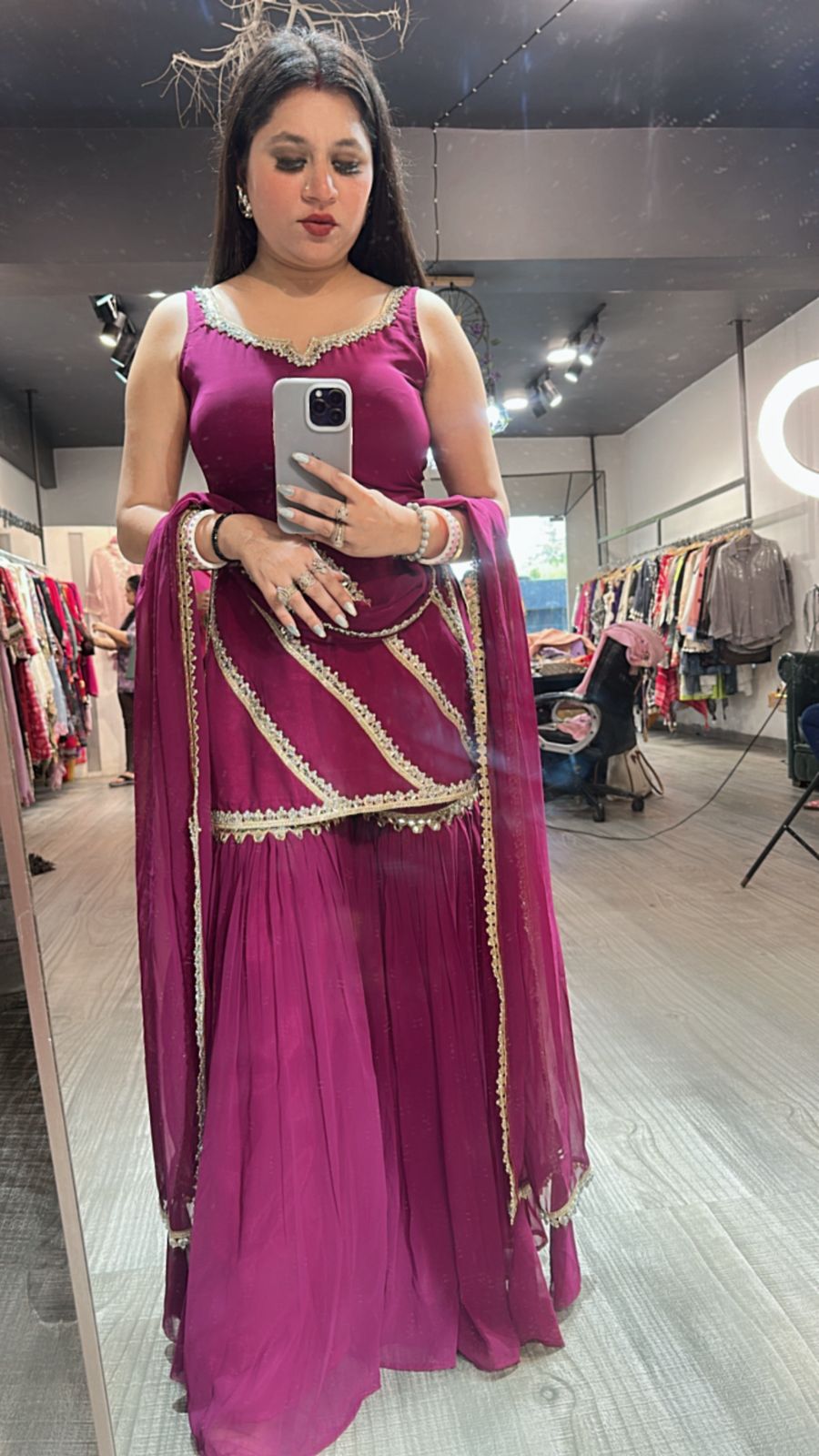 Libas wine Mirror sharara