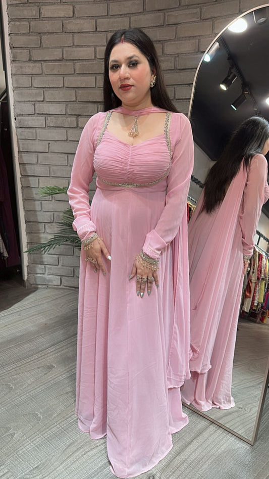 Shanaya pink Mirror Anarkali