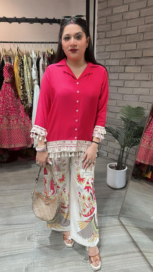 Jhilmil Hot Pink printed pants cordset