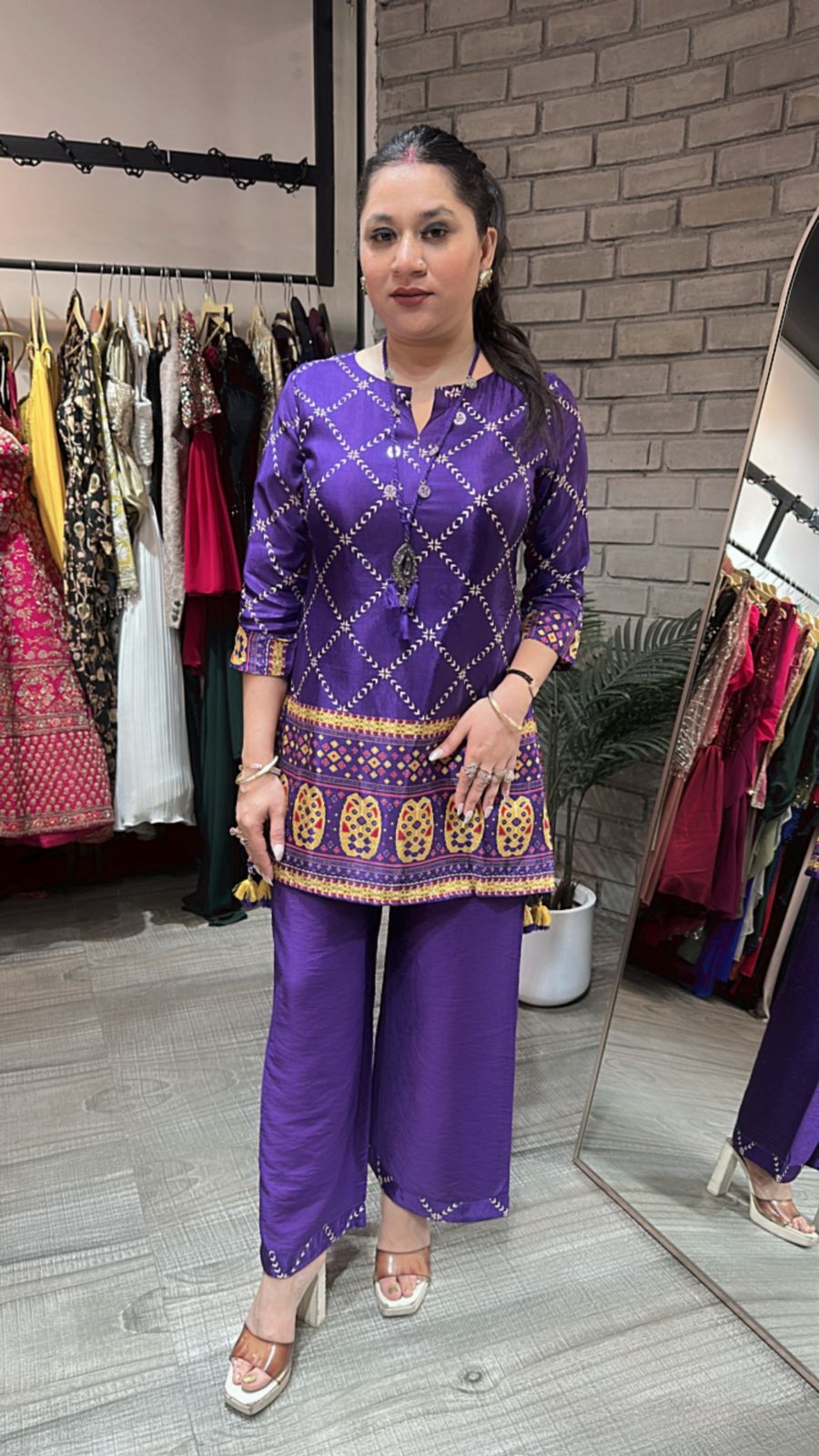 Navratan purple Neck Mala Cordset