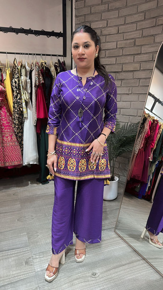 Navratan purple Neck Mala Cordset