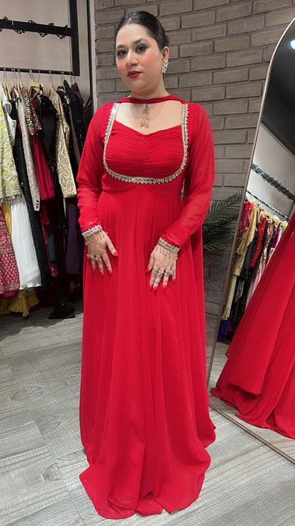 Shanaya Red Mirror Anarkali
