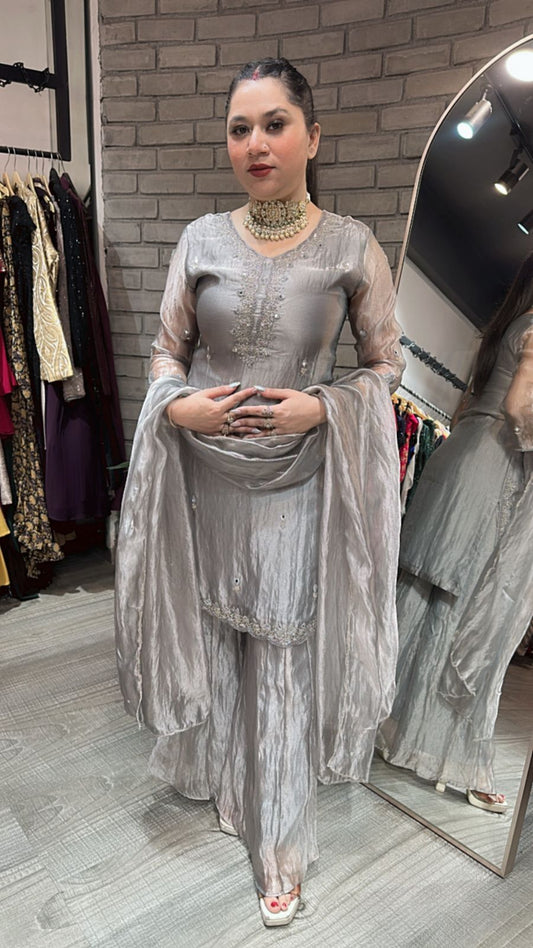 Tilak Silver Hand work Designer Suit