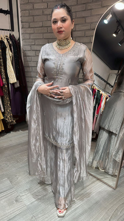 Tilak Silver Hand work Designer Suit