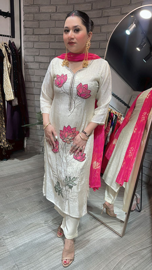 Ibadat Ivory Thread work Katdana Suit