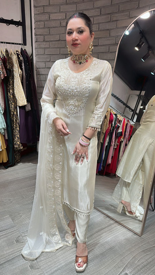 Kesariya Ivory Designer suit