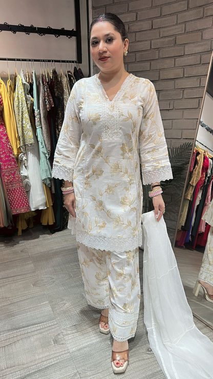 Darjeeling Beige white Farshi Suit