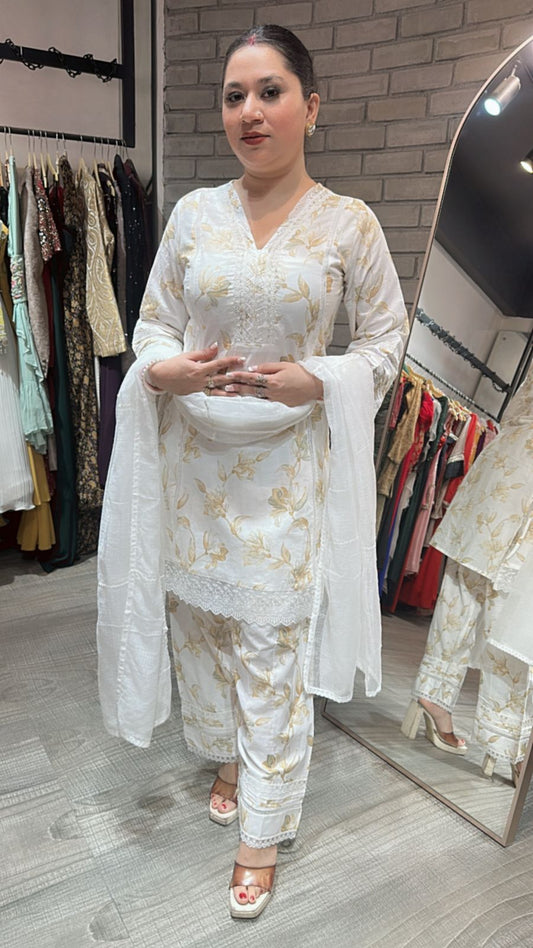 Darjeeling Beige white Farshi Suit