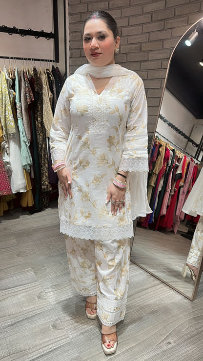 Darjeeling Beige white Farshi Suit