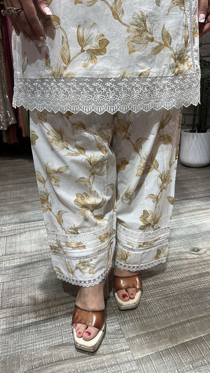 Darjeeling Beige white Farshi Suit