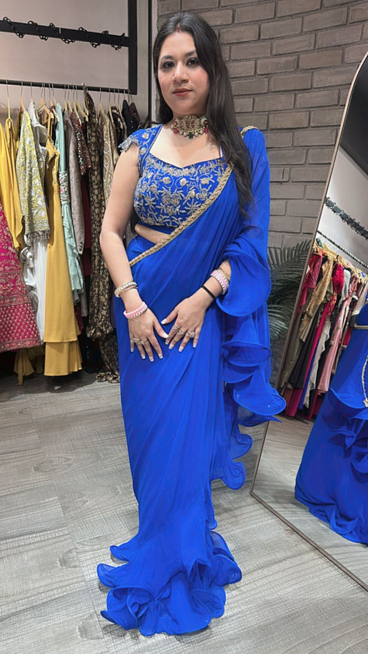Karishma Electric Blue Katdana Saree