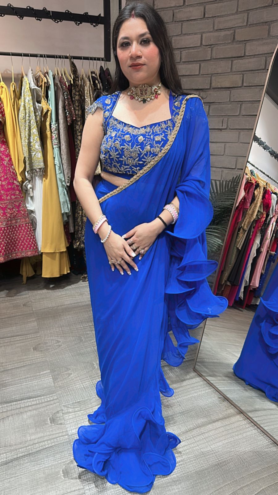 Karishma Electric Blue Katdana Saree