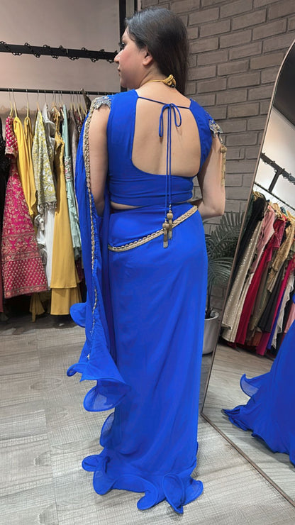 Karishma Electric Blue Katdana Saree