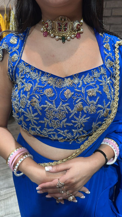 Karishma Electric Blue Katdana Saree