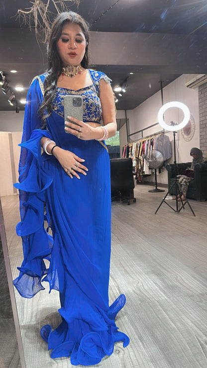 Karishma Electric Blue Katdana Saree
