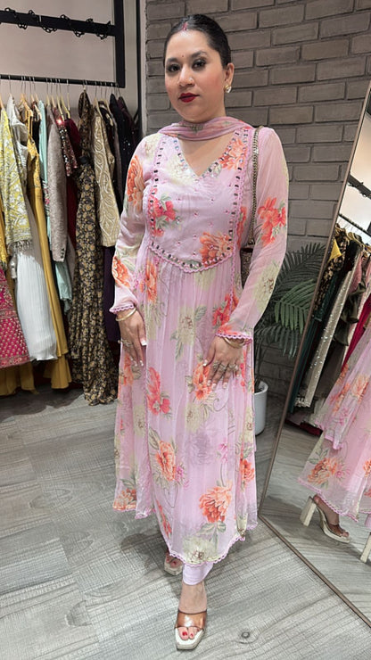 Canberry pink Aline Digital Suit