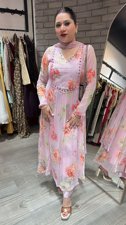 Canberry pink Aline Digital Suit