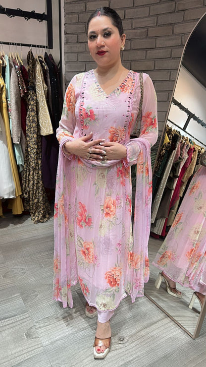 Canberry pink Aline Digital Suit