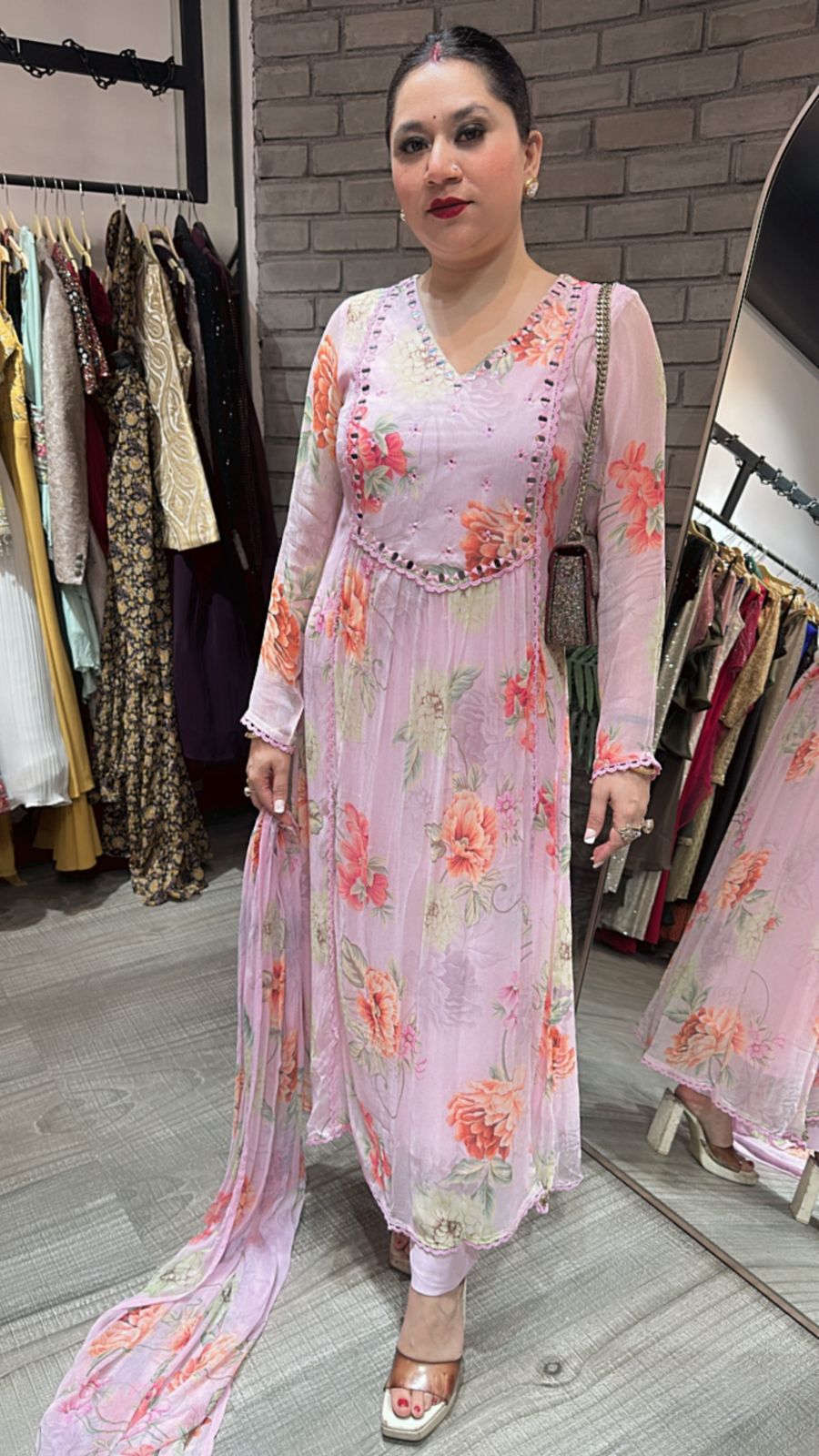 Canberry pink Aline Digital Suit
