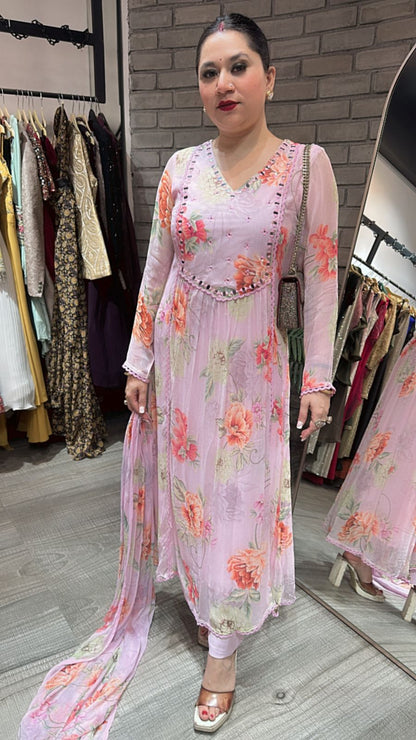 Canberry pink Aline Digital Suit