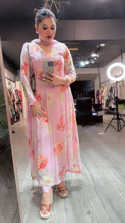 Canberry pink Aline Digital Suit