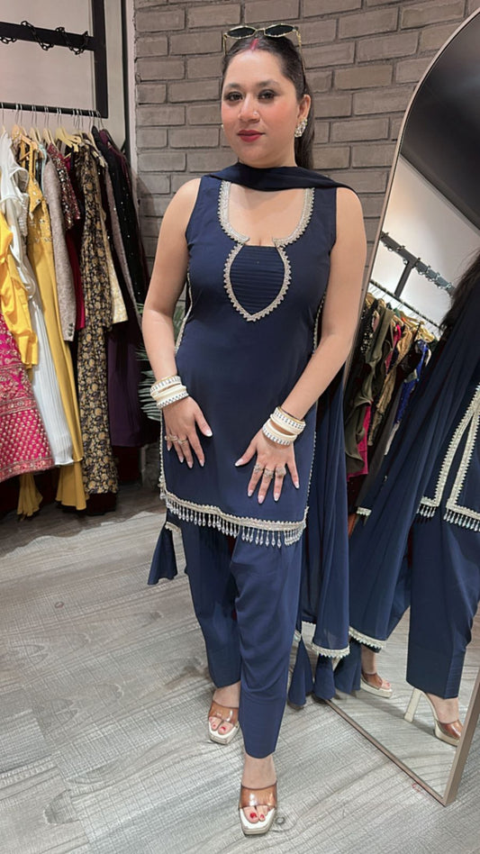 Anas Farsi salwar Navy Blue Suit