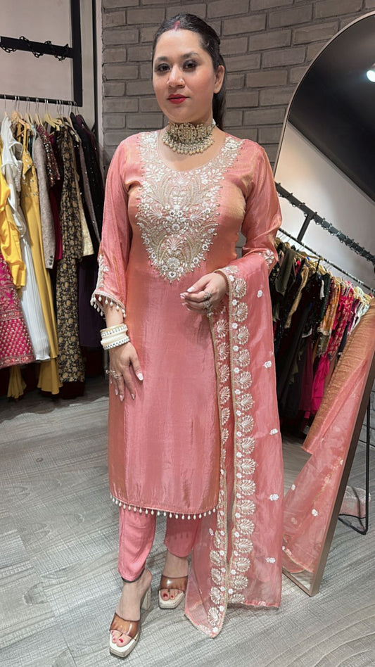 Kesariya peach Designer suit