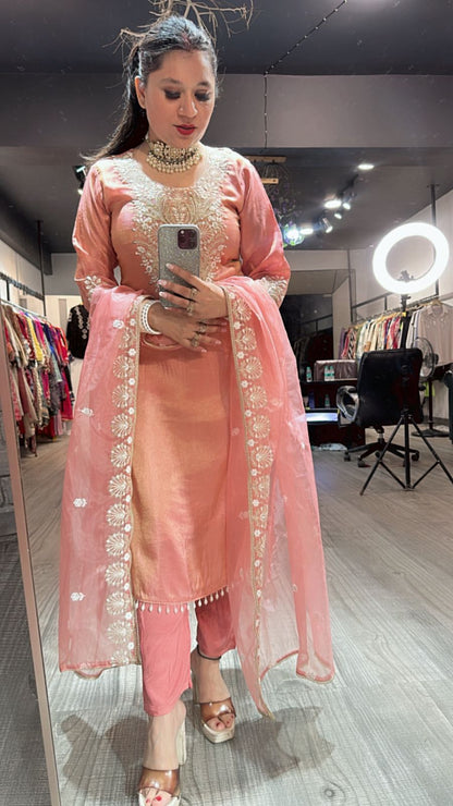 Kesariya peach Designer suit