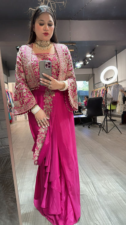 Ambika Foshia Jacket style Designer Saree