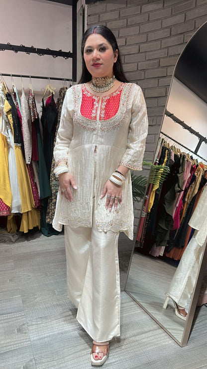 Qureshi ivory Red Handwork Cordset