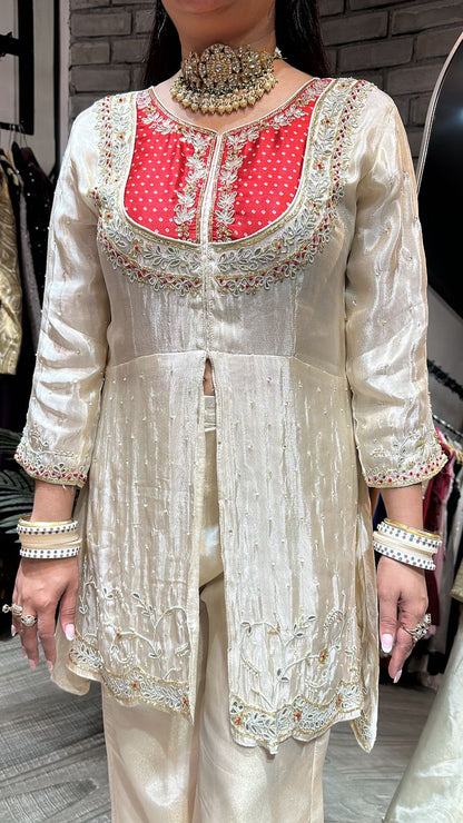 Qureshi ivory Red Handwork Cordset