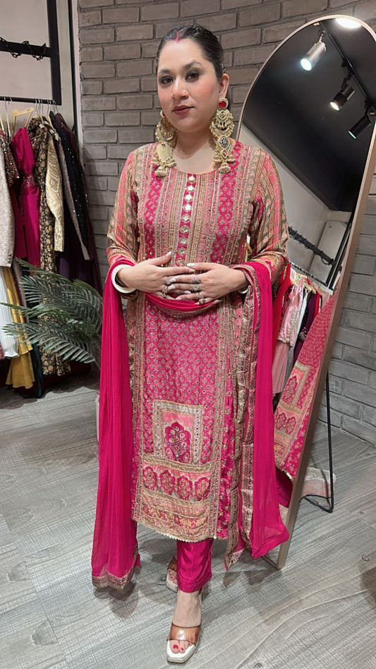 Ganpati Digital print c- cut suit