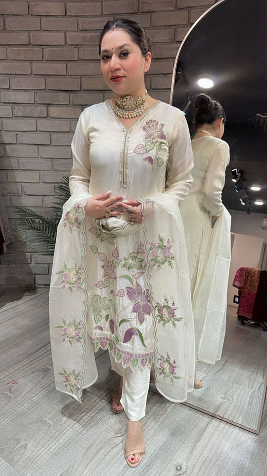 Moon Ivory Flower Designer suit