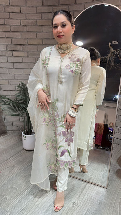 Moon Ivory Flower Designer suit