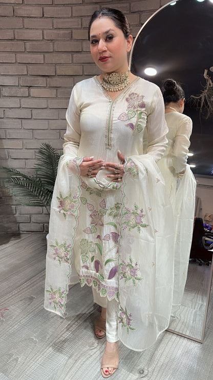 Moon Ivory Flower Designer suit