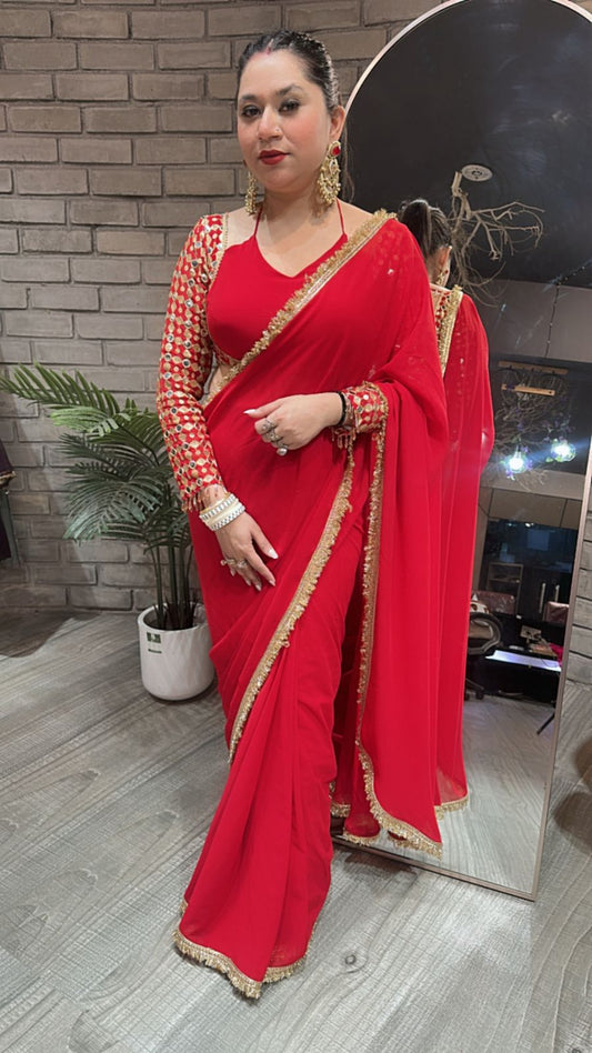 Doli Red Designer Saree