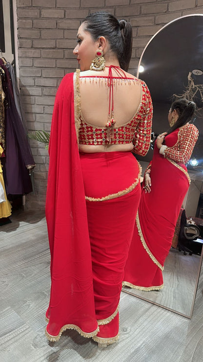 Doli Red Designer Saree